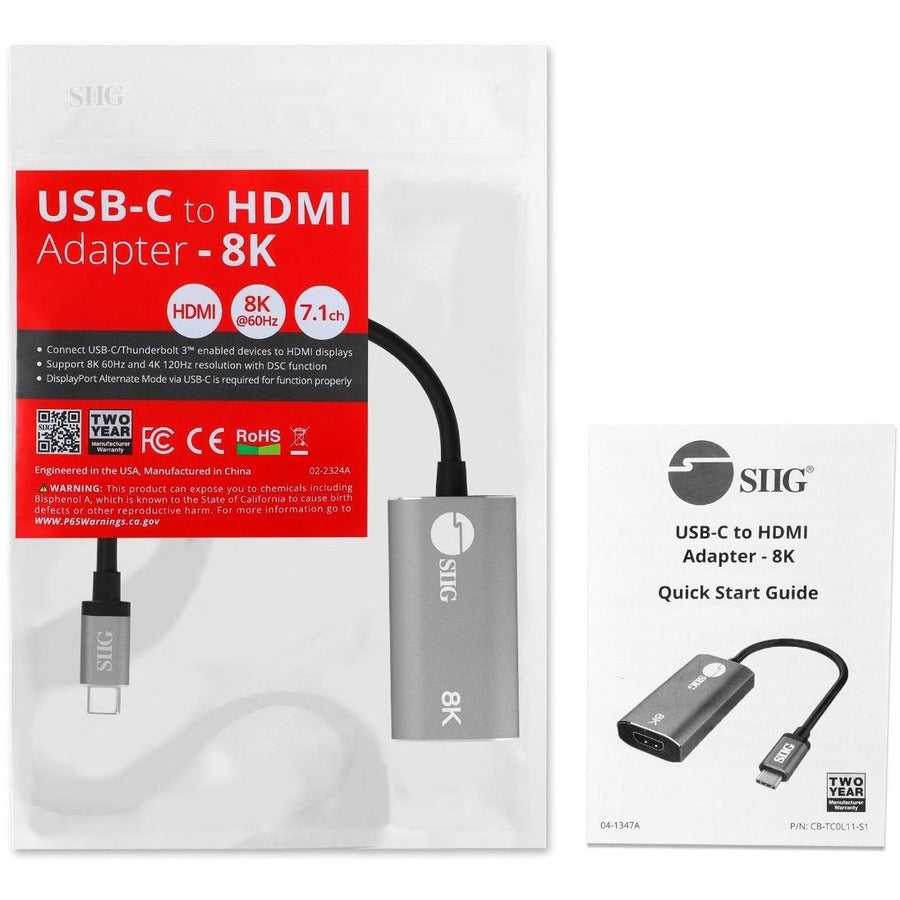 SIIG USB-C to HDMI Adapter - 8K CB-TC0L11-S1