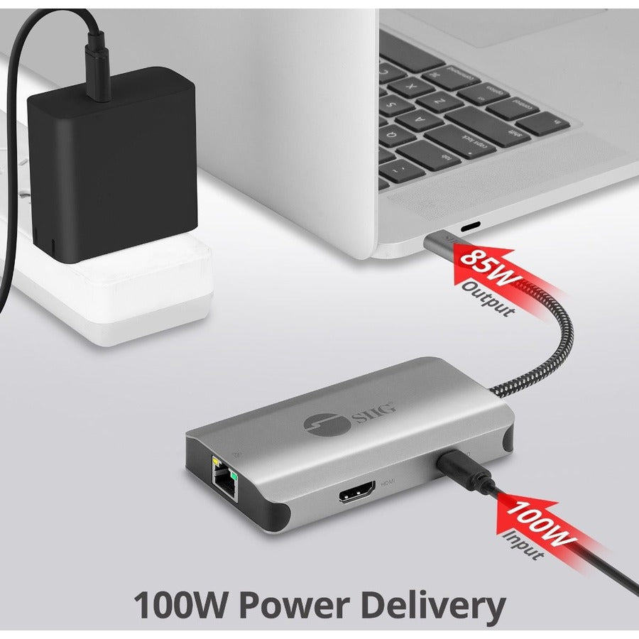 SIIG USB-C to HDMI with LAN Hub & PD 100W Adapter - Adds one HDMI 4K@30Hz - two USB-A