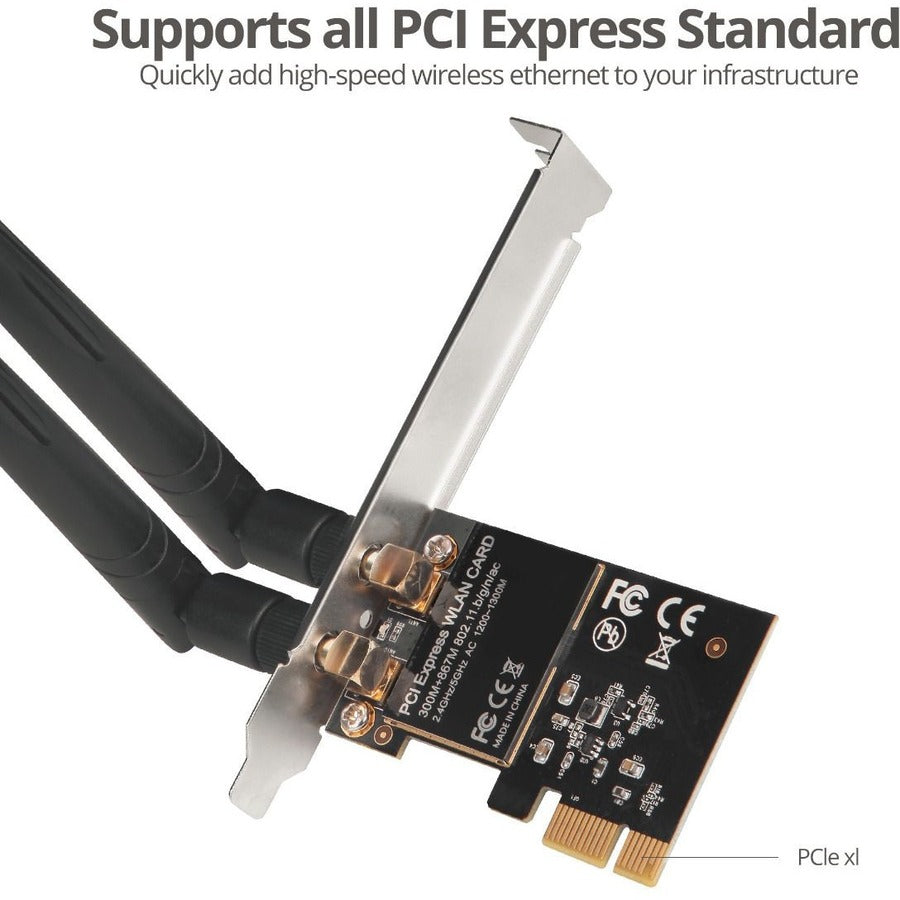SIIG Wireless 2T2R Dual Band WiFi Ethernet PCIe Card - AC1200 LB-WR0011-S1