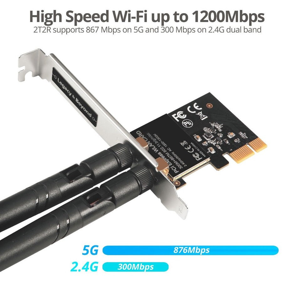 SIIG Wireless 2T2R Dual Band WiFi Ethernet PCIe Card - AC1200 LB-WR0011-S1