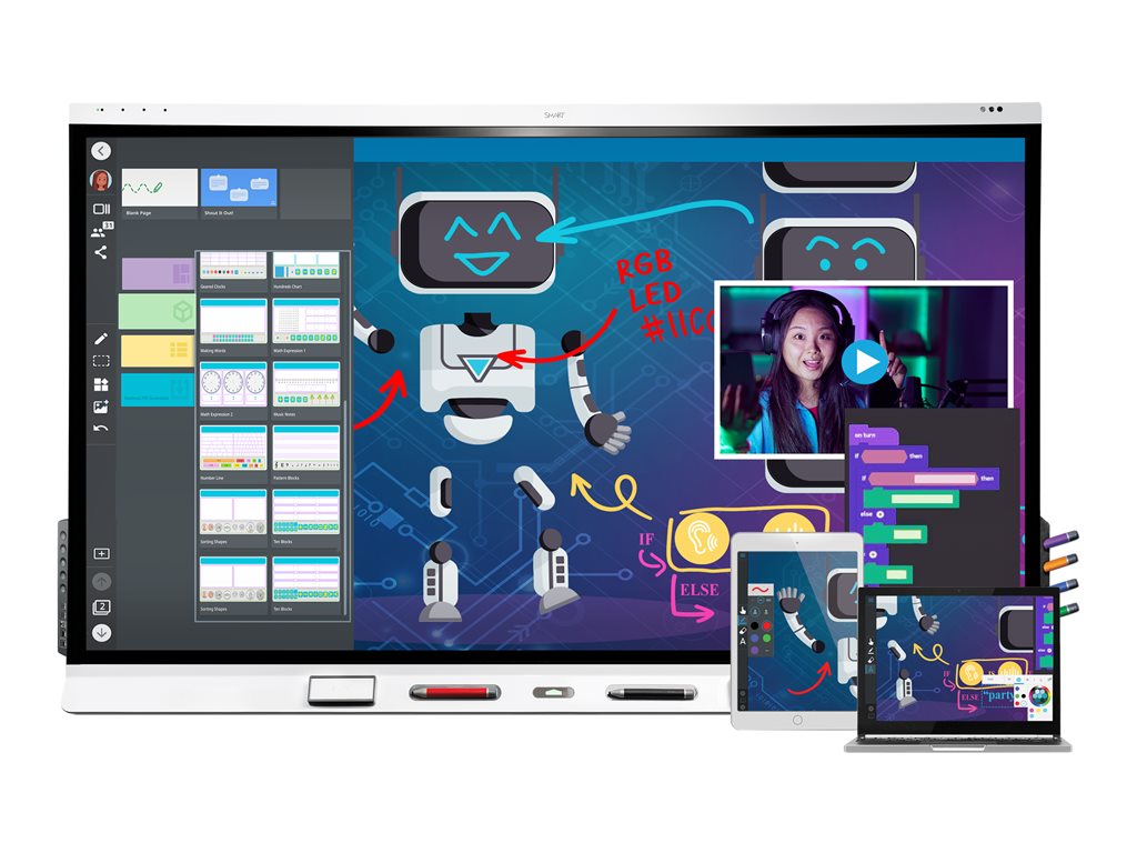 SMART Board 6000S (V3) series with iQ SBID-6265S-V3 - 65 Diagonal Class LED-backlit LCD display - interactive - with