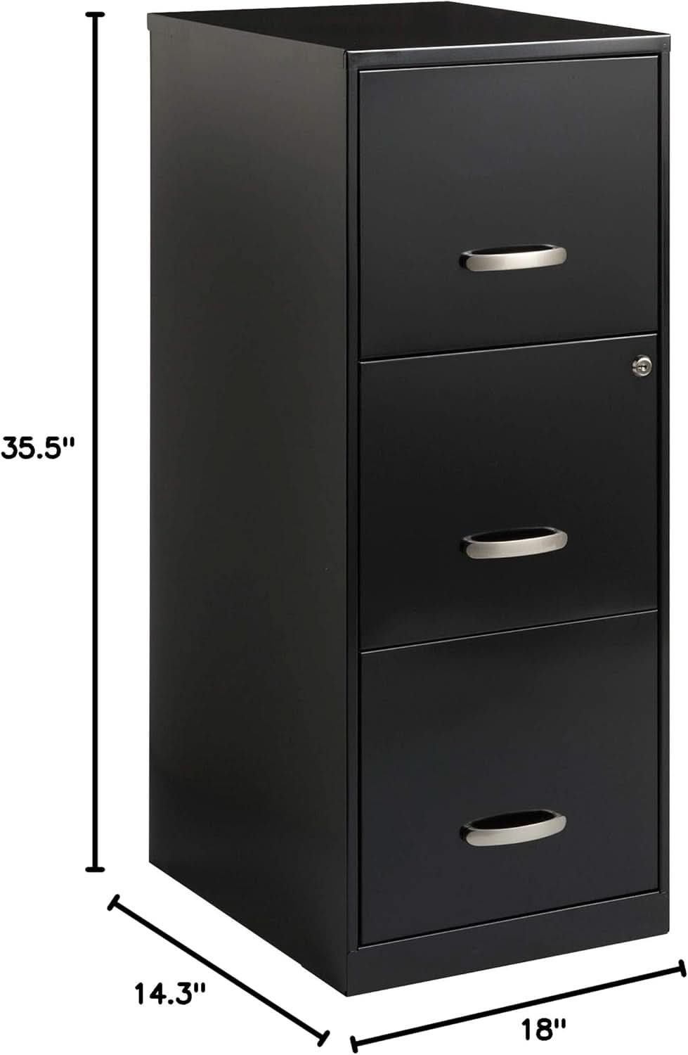 SOHO 18 Inch 3 Drawer Vertical File Cabinet With Lock