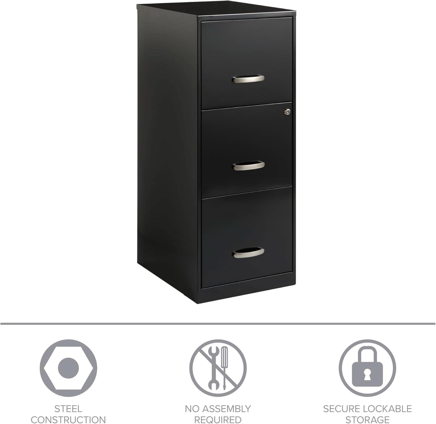 SOHO 18 Inch 3 Drawer Vertical File Cabinet With Lock