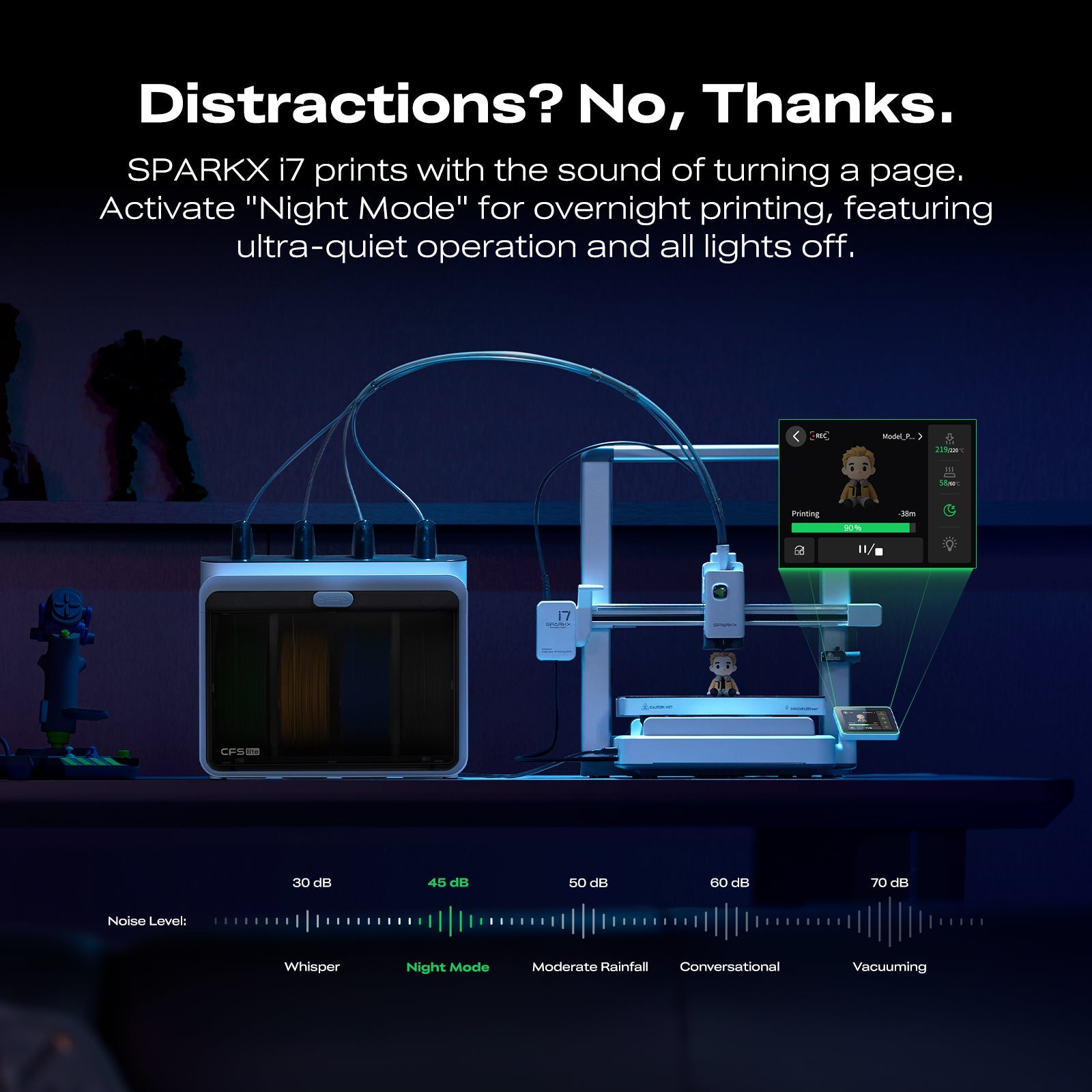 SPARKX i7 3D Printer with AI Photo-to-3D Conversion and Quiet Design