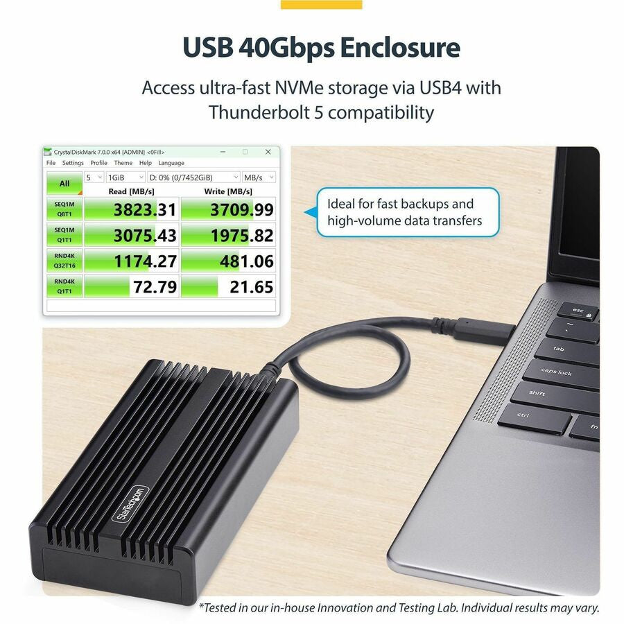 STARTECH.COM Ultra-Fast USB4 NVMe Enclosure 40Gbps for Professionals