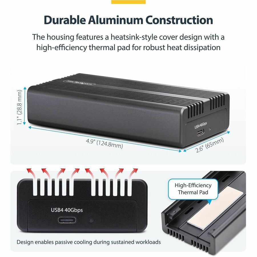 STARTECH.COM Ultra-Fast USB4 NVMe Enclosure 40Gbps for Professionals
