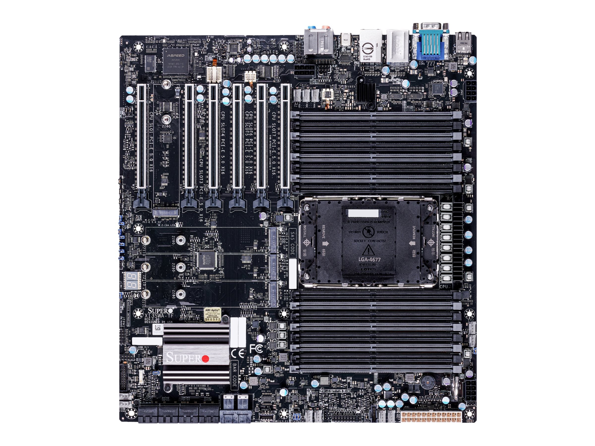 SUPERMICRO X13SWA-TF - Motherboard - extended ATX - LGA4677 Socket-E - W790 Chipset - USB 3.1 Gen 2, USB 3.2 Gen 1, USB-C 3.2 MBD-X13SWA-TF-O