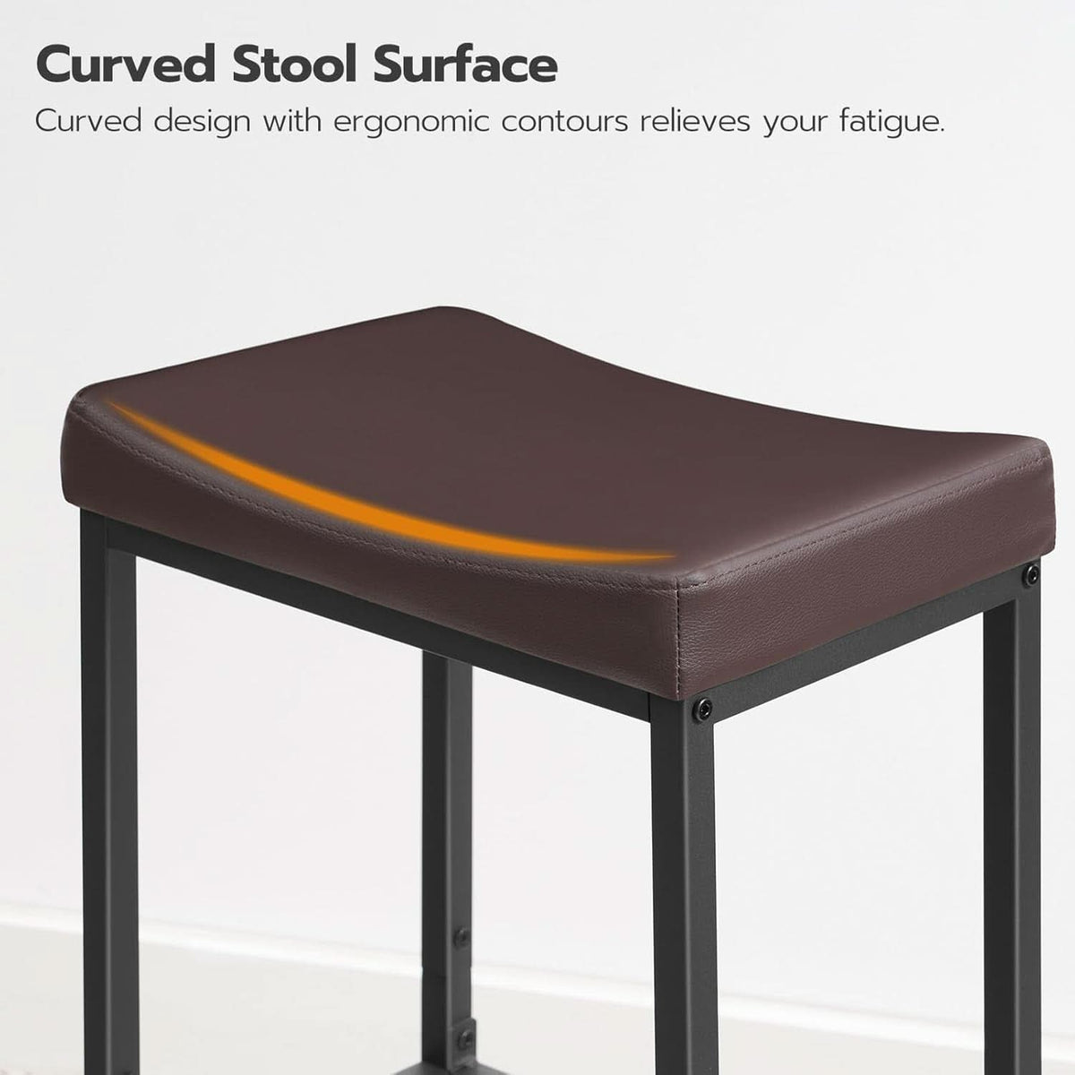 Saddle Bar Stools Set Of 2 Counter Height 24.8 Inches Brown And Black