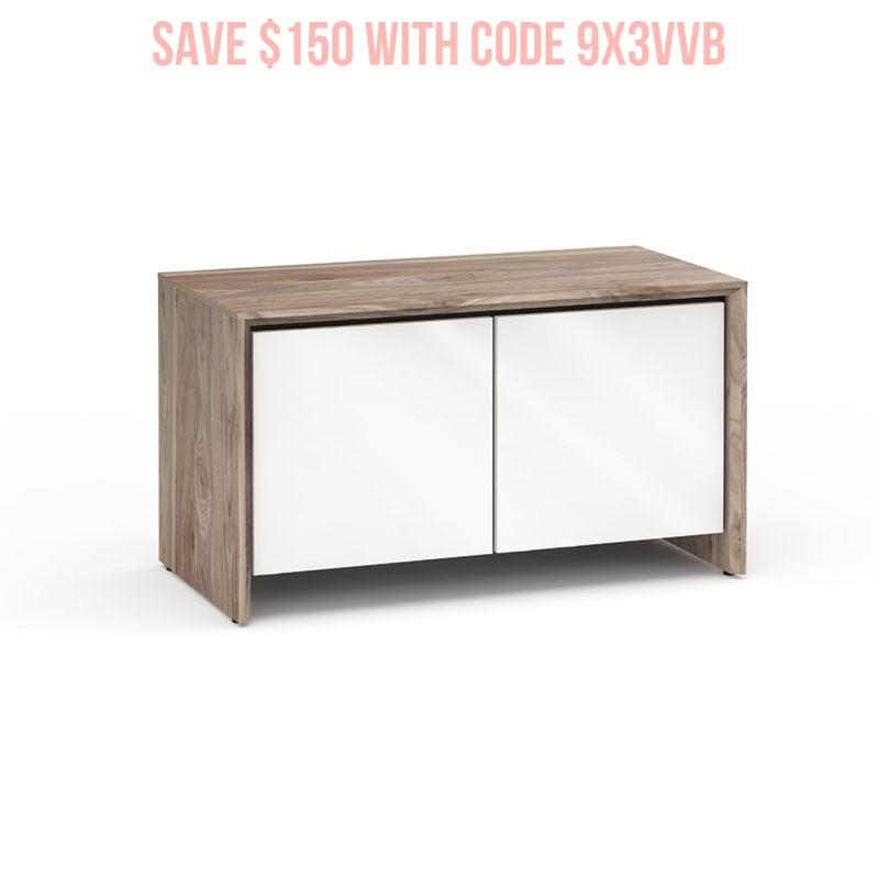 Salamander Barcelona 221 Storage Cabinet Natural Walnut Gloss White