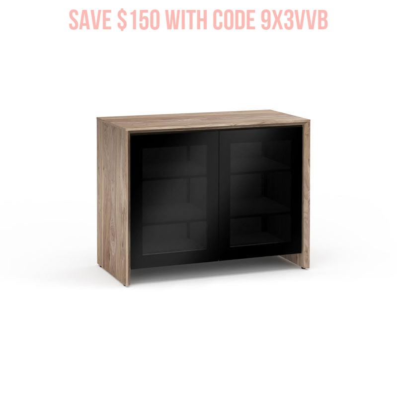 Salamander Barcelona 323 Coffee Table Natural Walnut & Black Glass