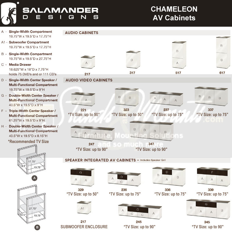 Salamander Chicago 317 Black Oak AV Cabinet with Soft-Close Doors