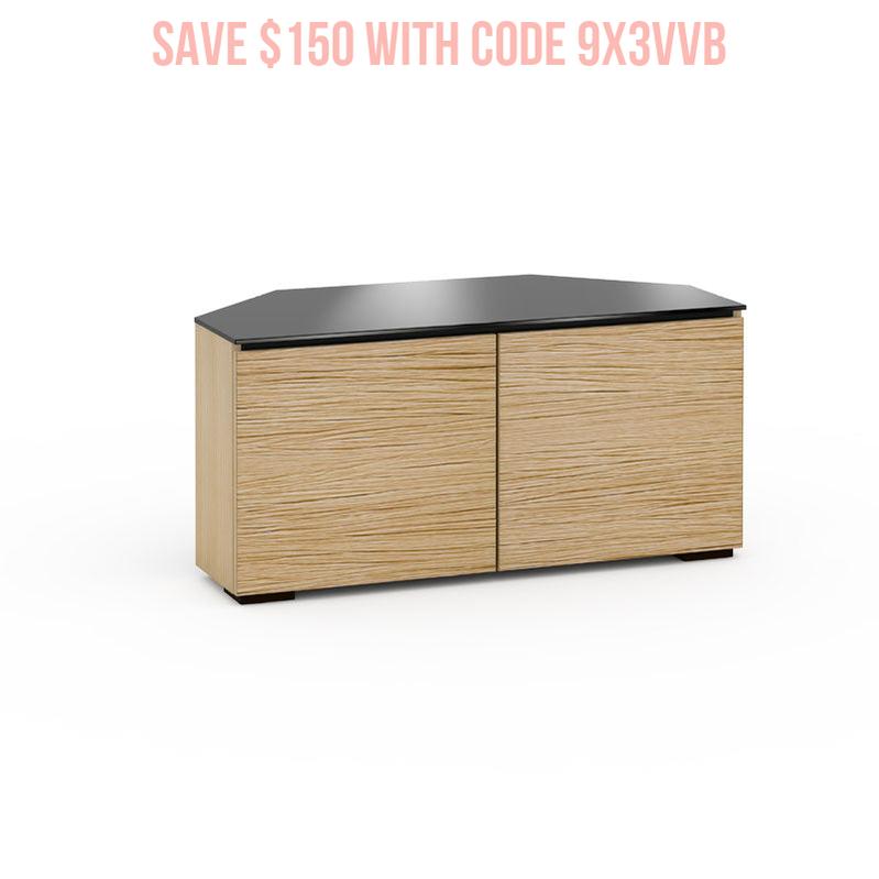 Salamander Denver 221 Corner AV Cabinet Natural Oak – Soft-Close Doors, Ventilated