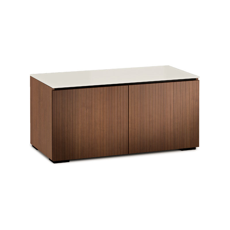 Salamander Manhattan 221 AV Cabinet with Matte Taupe Glass Top, Medium Walnut