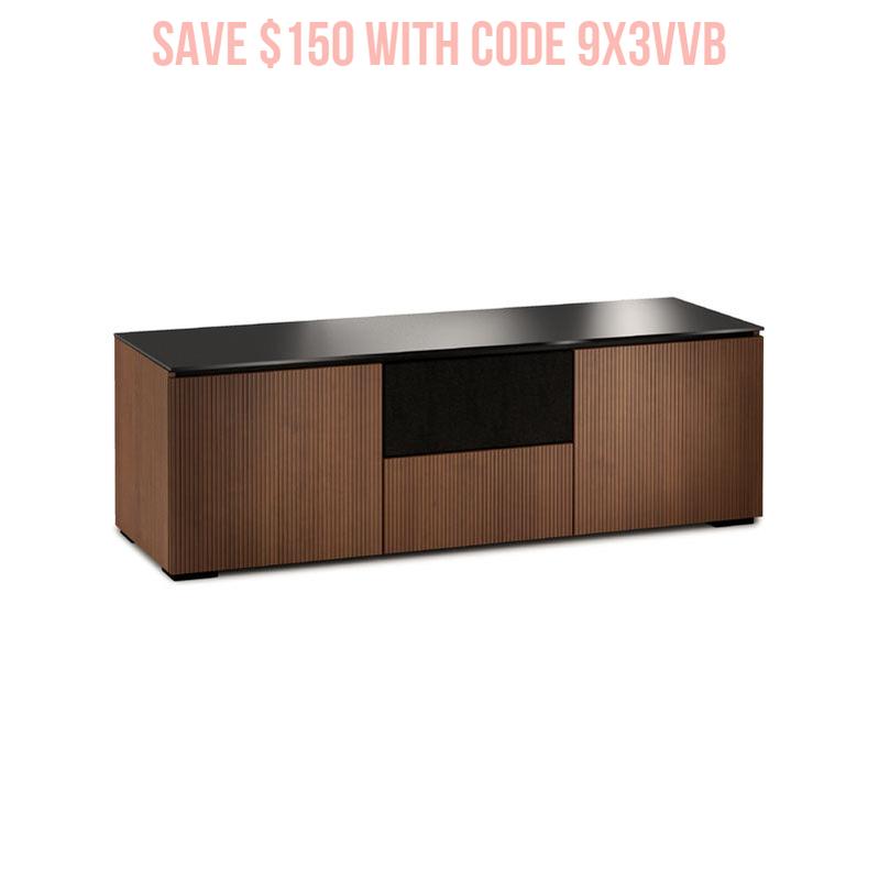 Salamander Manhattan 236 Medium Walnut Cabinet with Black Glass Top