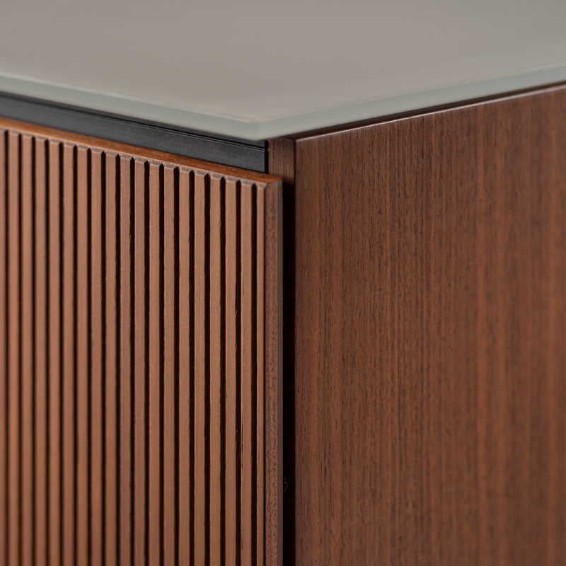 Salamander Manhattan 247 AV Cabinet with Matte Taupe Glass Top, Medium Walnut