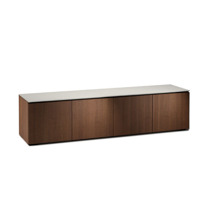 Salamander Manhattan 247 AV Cabinet with Matte Taupe Glass Top, Medium Walnut