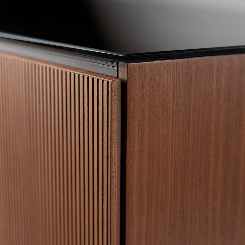 Salamander Manhattan 247 Quad AV Cabinet Medium Walnut Black Glass Top