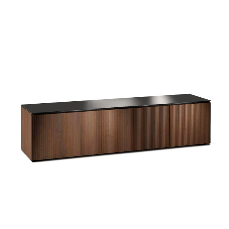 Salamander Manhattan 247 Quad AV Cabinet Medium Walnut Black Glass Top