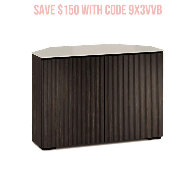 Salamander Manhattan 323 Corner AV Cabinet with Matte Taupe Glass Top