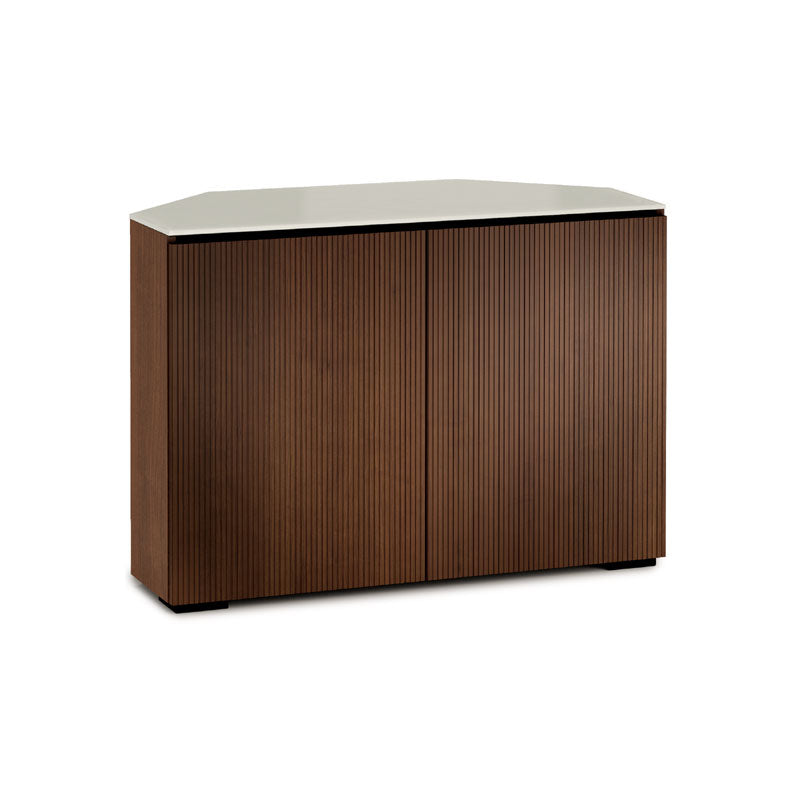 Salamander Manhattan 323 Corner Cabinet with Walnut Doors & Matte Taupe Glass Top