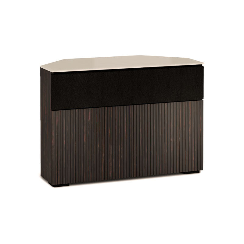 Salamander Manhattan 329 Corner AV Cabinet Ebony Maro Matte Taupe Glass Top
