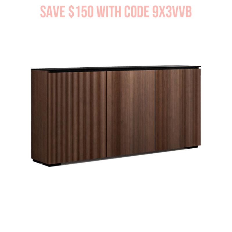 Salamander Manhattan 337 Low Profile Cabinet with Concealed Storage, Medium Walnut & Black Top