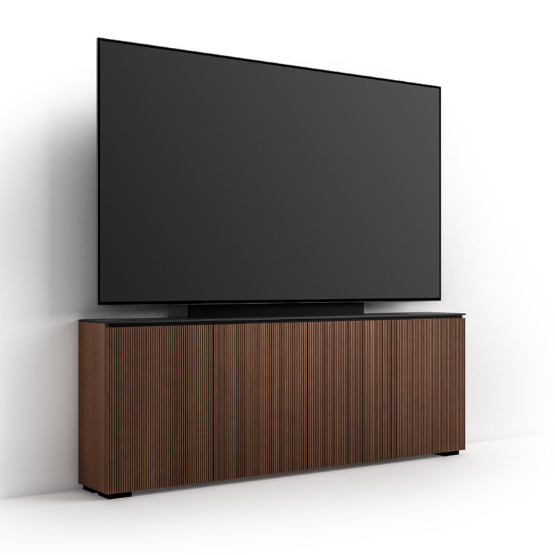 Salamander Manhattan 347 Low Profile TV Cabinet with Mount, Medium Walnut & Black Top