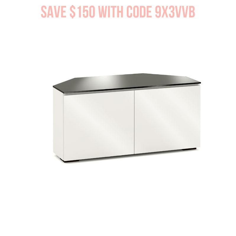 Salamander Miami 221 Corner Media Console Gloss White Black Glass