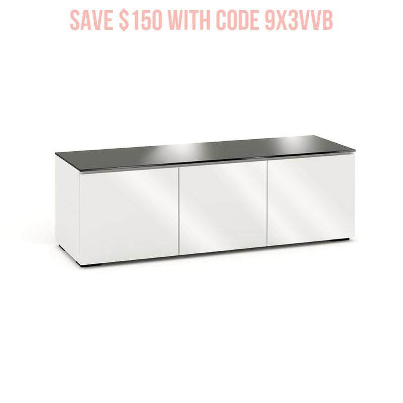 Salamander Miami 237 AV Cabinet Gloss White Black Glass for Home Theater