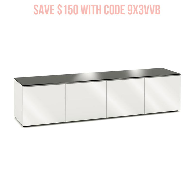 Salamander Miami 247 Gloss White & Black Glass TV Stand – Modern Design