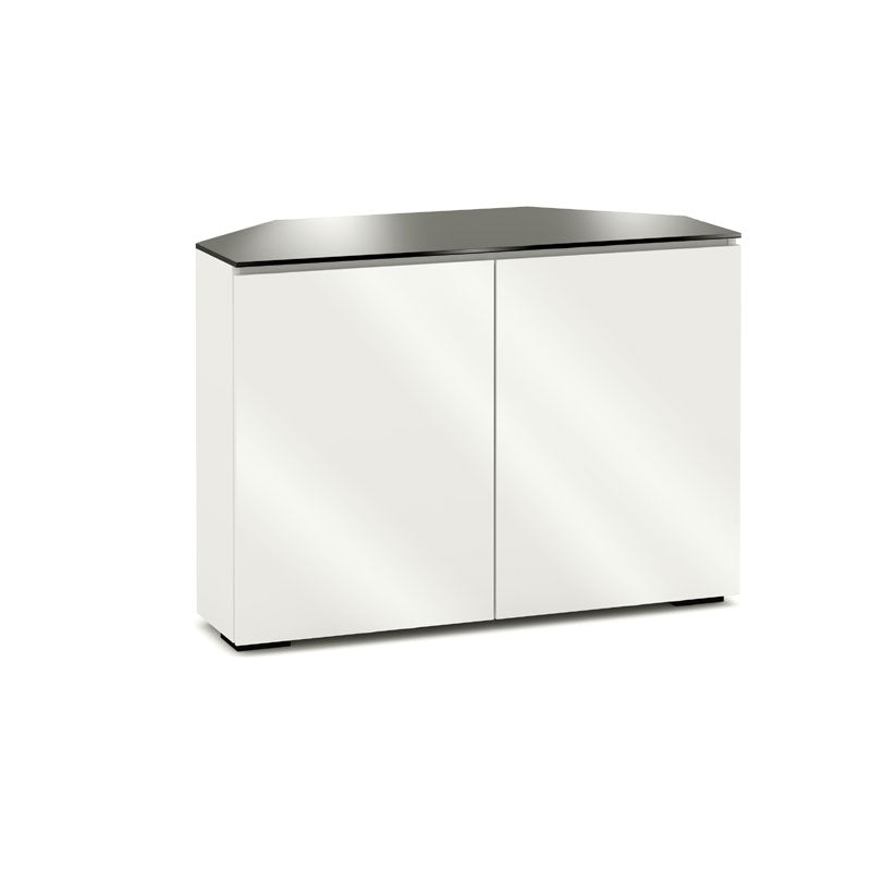 Salamander Miami 323 Corner Media Console Gloss White Black Glass