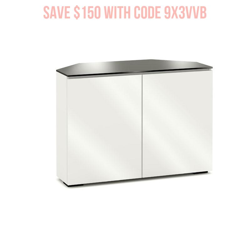 Salamander Miami 323 Corner Media Console Gloss White Black Glass