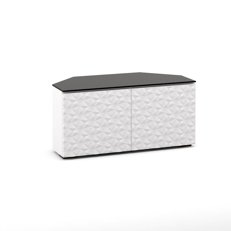 Salamander Milan 221 Corner AV Cabinet White Black Glass - Space-Smart Storage
