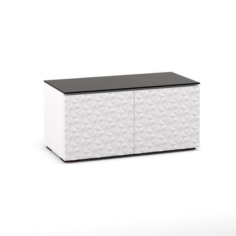 Salamander Milan 221 White & Black Glass A/V Cabinet – Durable, Ventilated Storage for TVs up to 50"