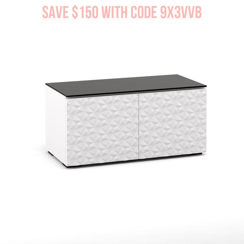 Salamander Milan 221 White & Black Glass A/V Cabinet – Durable, Ventilated Storage for TVs up to 50"