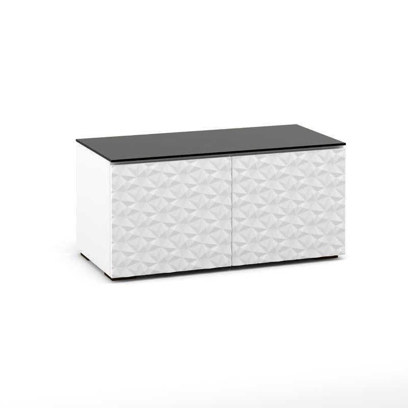 Salamander Milan 221 White & Black Glass A/V Cabinet – Durable, Ventilated Storage for TVs up to 50"
