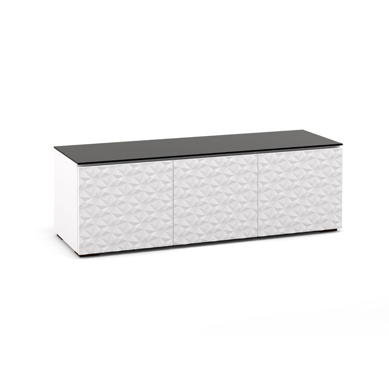 Salamander Milan 237 Media Cabinet White Black Glass Diamond Pattern