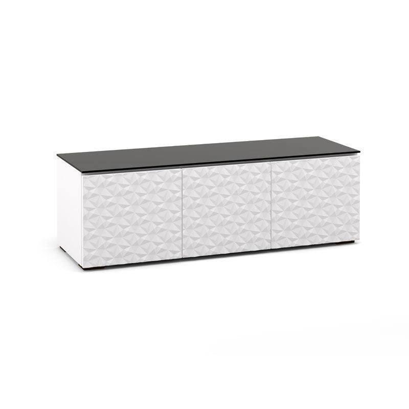 Salamander Milan 237 Media Cabinet White Black Glass Diamond Pattern