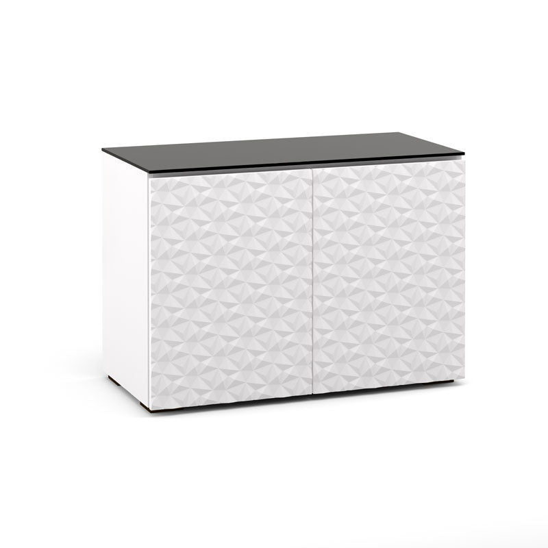 Salamander Milan 323 White & Black Glass Console – Slim Storage Solution