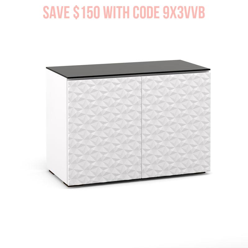 Salamander Milan 323 White & Black Glass Console – Slim Storage Solution