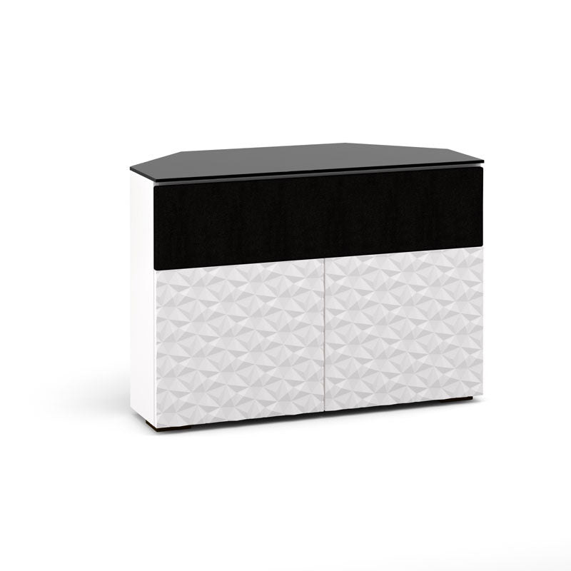 Salamander Milan 329 Corner Media Console White Black Glass