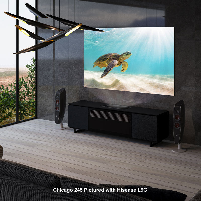 Salamander Oslo 245 Black Glass Cabinet for Hisense UST L9G Projector Integration