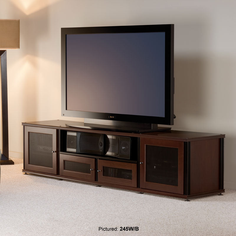 Salamander Synergy 245 Walnut AV Furniture with Black Posts