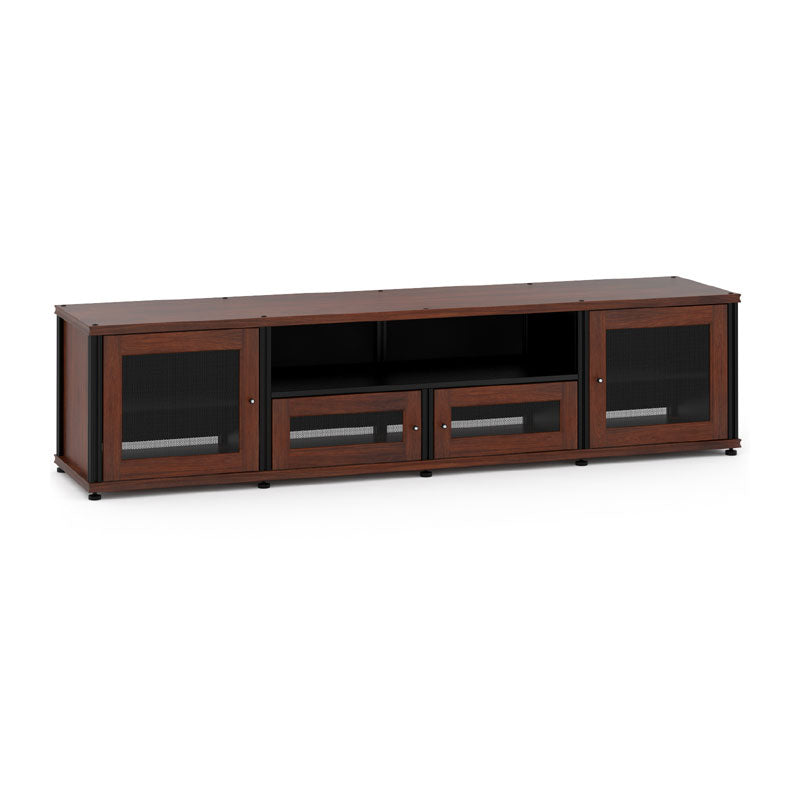 Salamander Synergy 245 Walnut AV Furniture with Black Posts