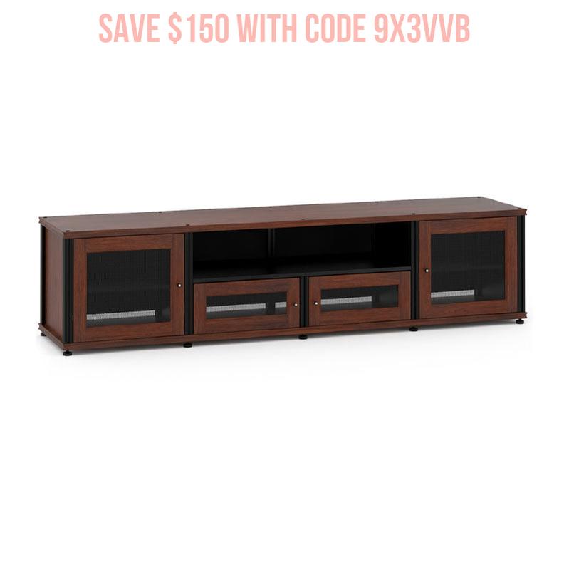 Salamander Synergy 245 Walnut AV Furniture with Black Posts
