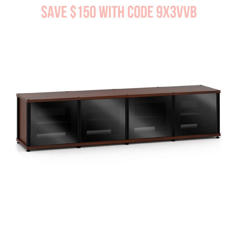 Salamander Synergy 247 Quad AV Cabinet Walnut Black Posts for Home Theater