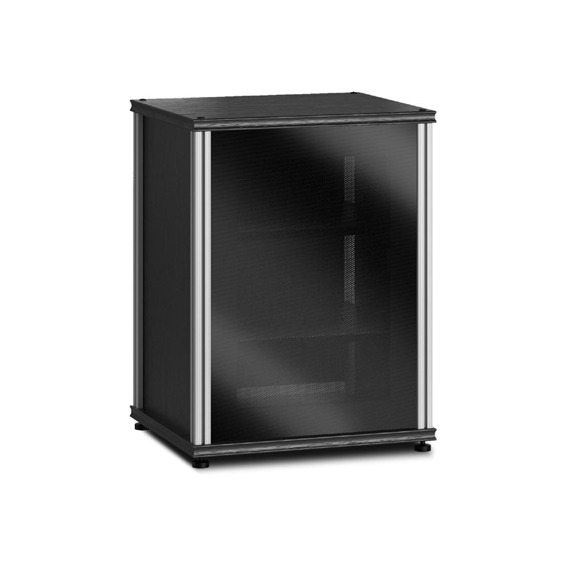 Salamander Synergy 303 AV Cabinet Black Oak Black Glass – Compact Media Storage