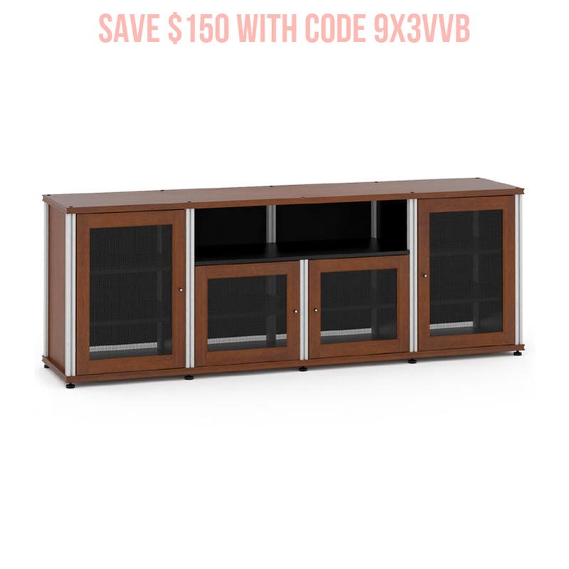 Salamander Synergy 345C/A Cherry AV Console with Aluminum Posts for Home Theater