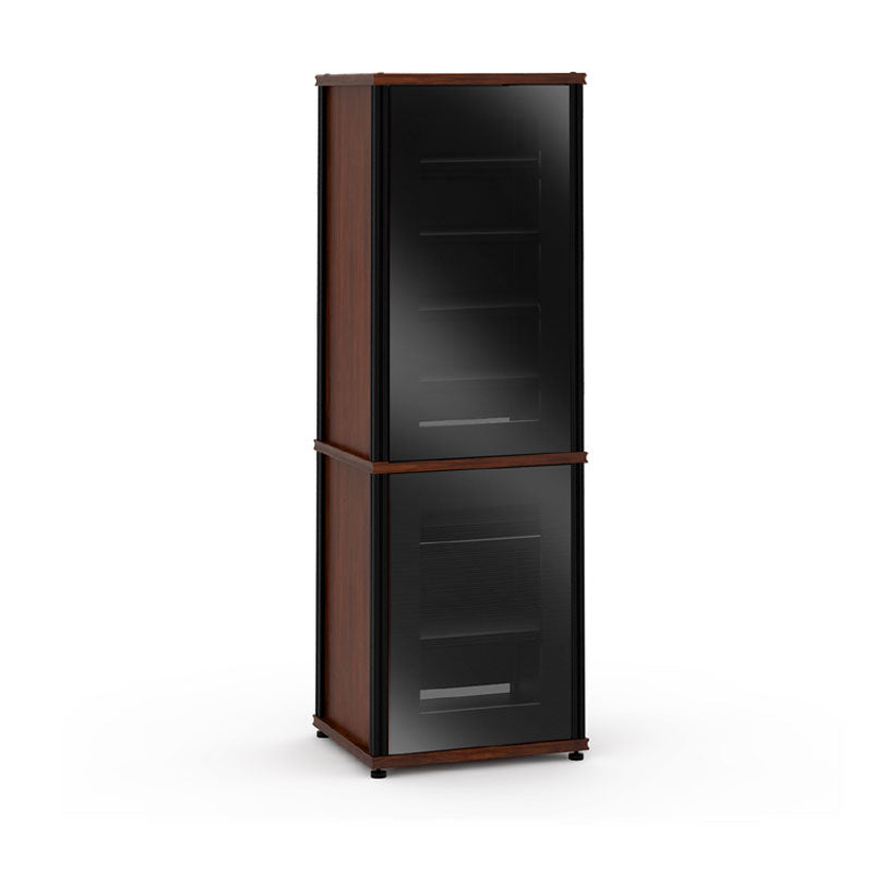 Salamander Synergy 703W/BG/B AV Cabinet Dark Walnut Black Glass Doors