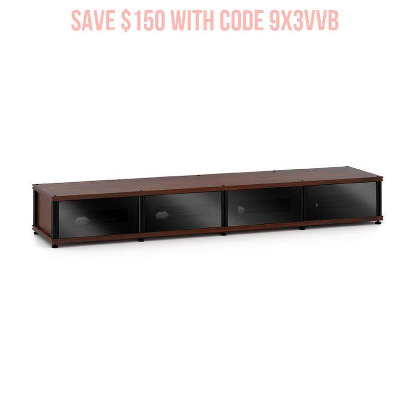 Salamander Synergy Model 141 Dark Walnut Cabinet with Black Glass Doors
